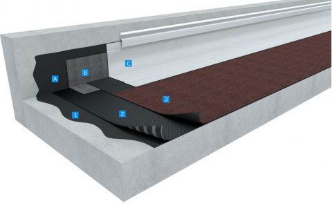 Torched-applied SBS modified bitumen waterproofing system